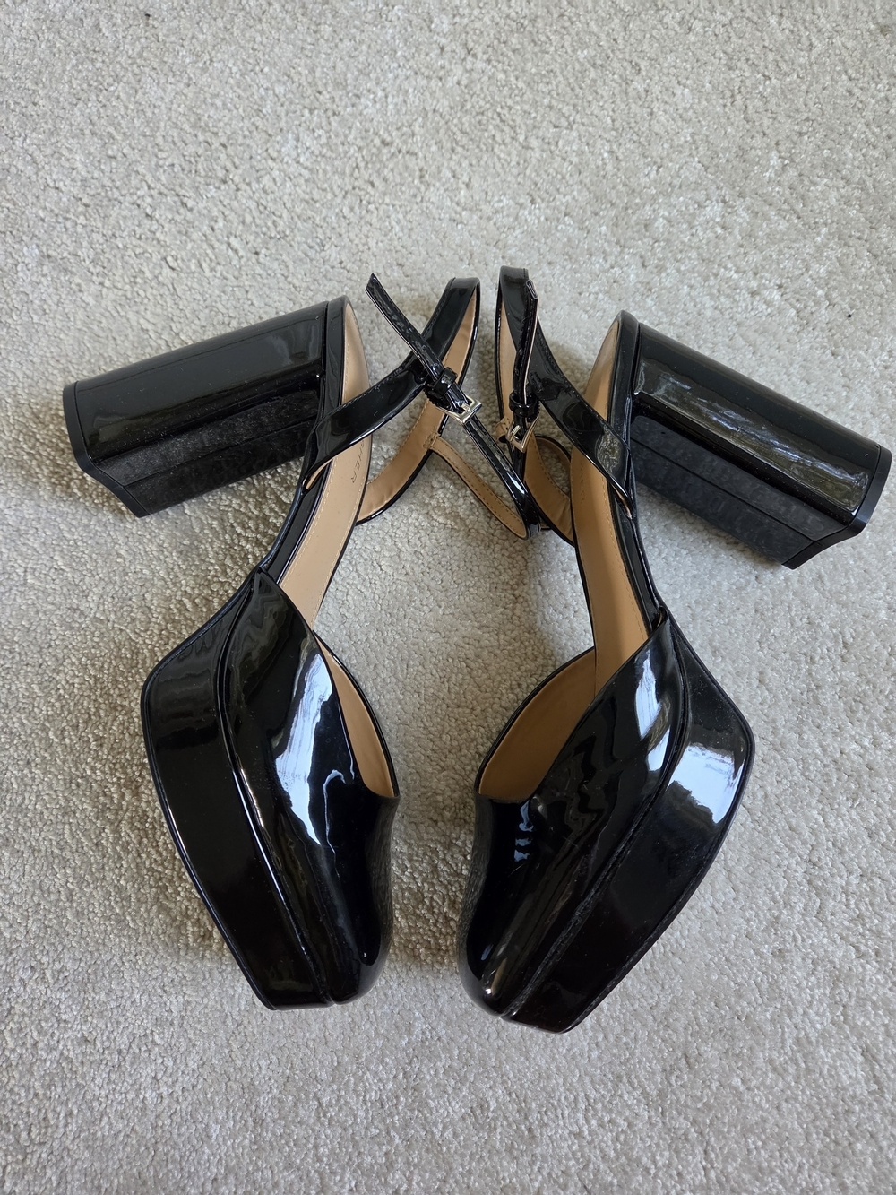 Marc Fisher Black Patent Square-Toe Slingback Heels Size 10 - Picture 4 of 7